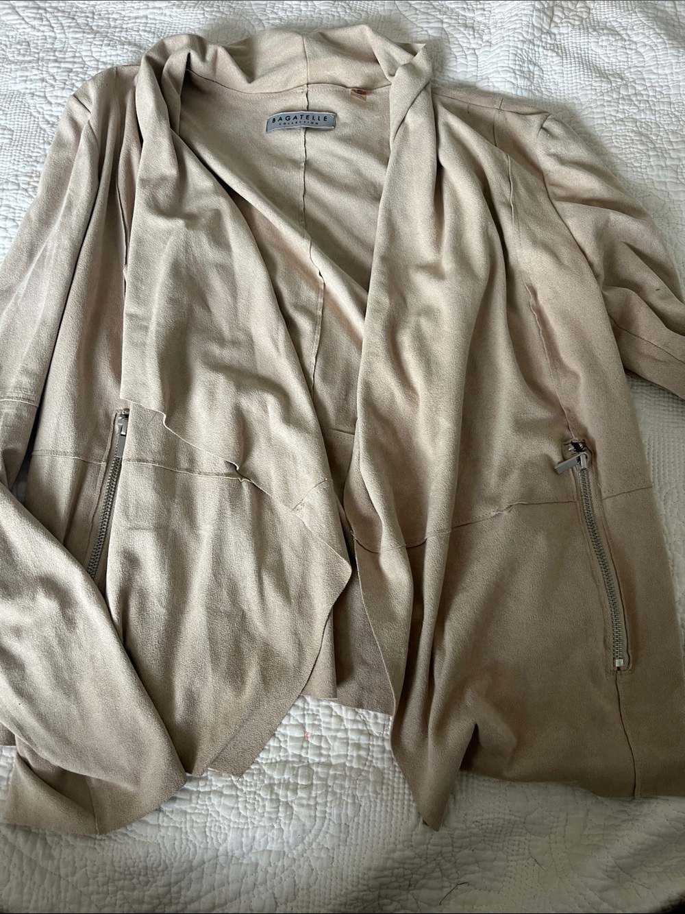 5/$25 Tan Draped Open Moto Style Blazer
